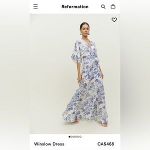 REFORMATION - Winslow Dress, Size L in Lucerne